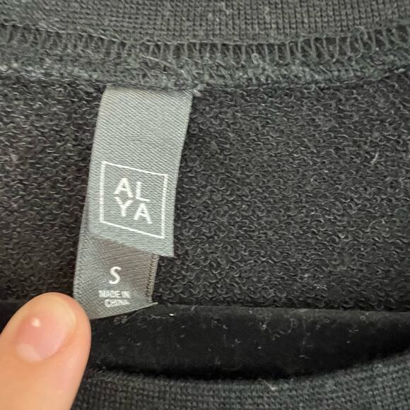 Alya Black Flocked Leopard Print Crew Neck Sweatshirt Size S - Picture 8 of 10